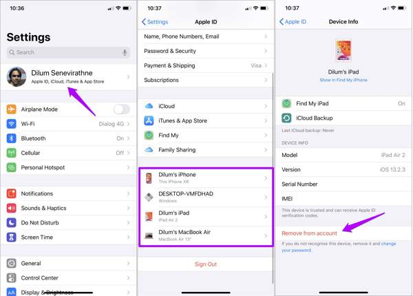 किसी अन्य iPhone से साइन आउट करें