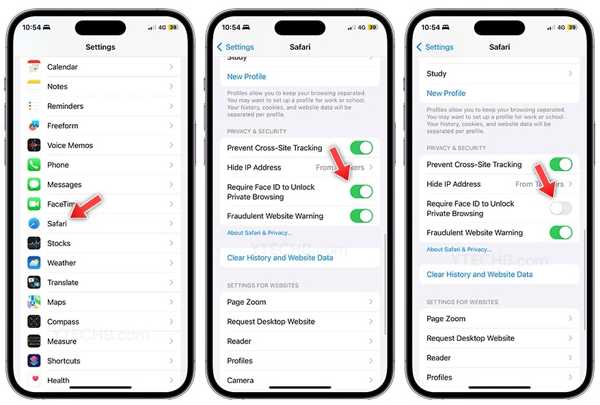 Onemogućite Face ID za Safari