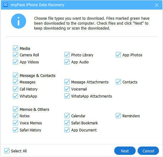 Vyberte iPhone Data z iCloud