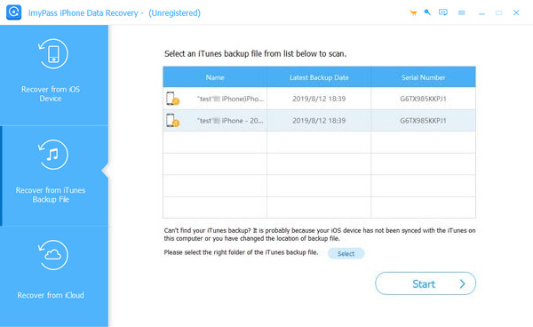 Select itunes Backup
