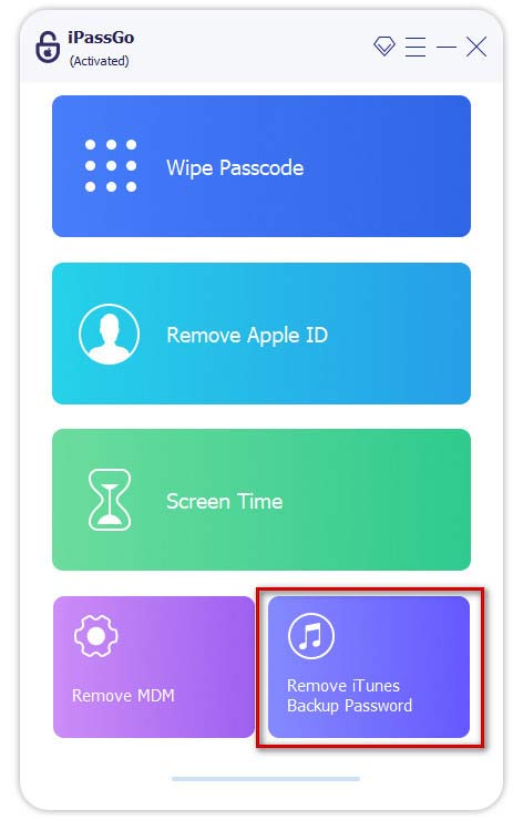 Choose Remove iTunes Backup Password