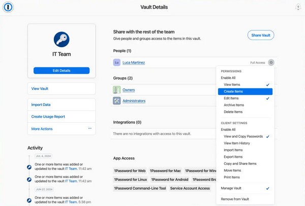 1Password UI