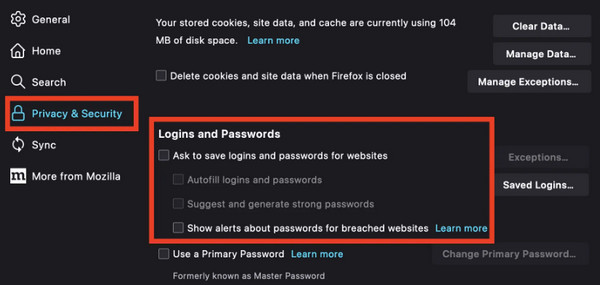 Pilih Butang Privasi dan Keselamatan