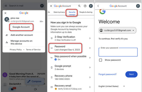 Cambia password email Gmail iPhone