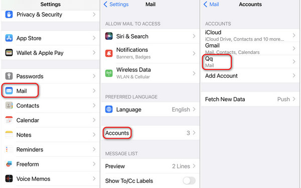 Seleziona un account di posta elettronica