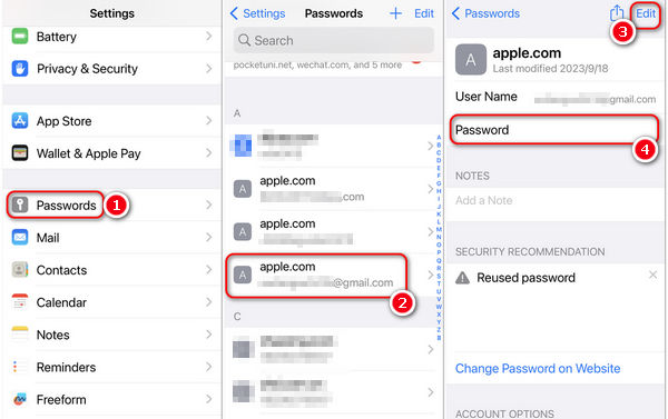Aggiorna la password dell'email su iPhone