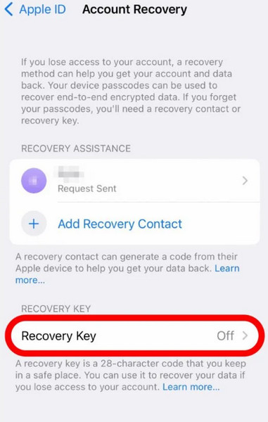 Открыть ключ восстановления IOS