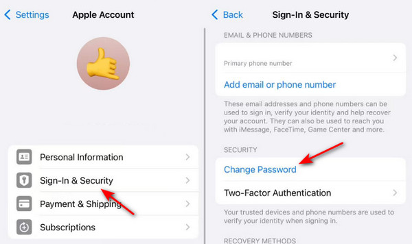 Cambia password iPhone