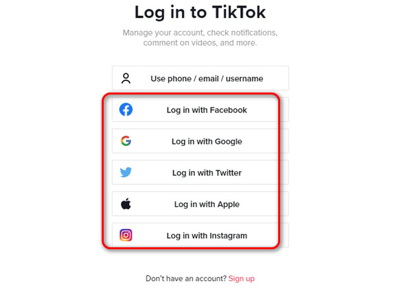 Log In To Tiktok With Social Media Account
