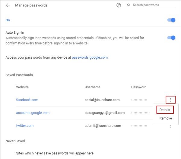 X Password Chrome