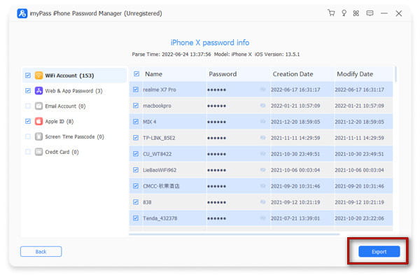 Export YouTube Password
