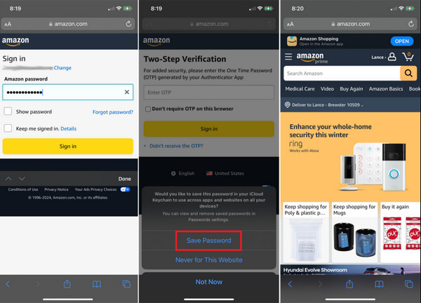 Ketuk Tombol Simpan Kata Sandi