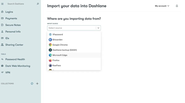 パスワードをインポート