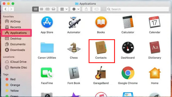 打开应用联系人