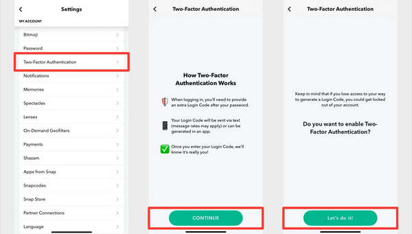 在 Snapchat 中启用双重验证