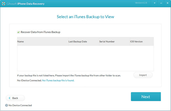 Selecteer iTunes Backup Gihosoft