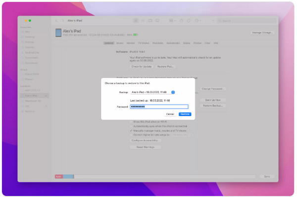 iTunes Finder ile Yedeklemeyi Geri Yükle