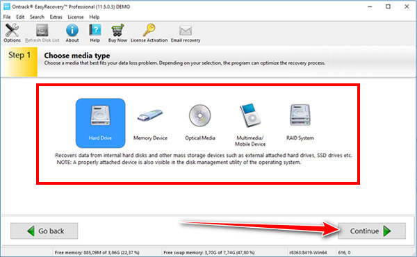 Selecteer Drive Easyrecovery