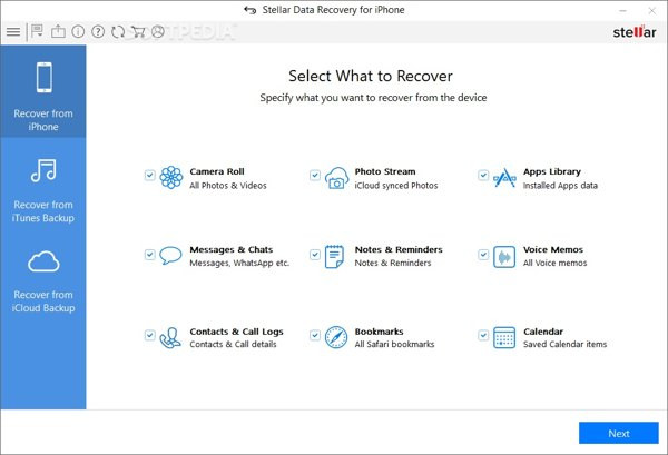 Пользовательский интерфейс Stellar Data Recover