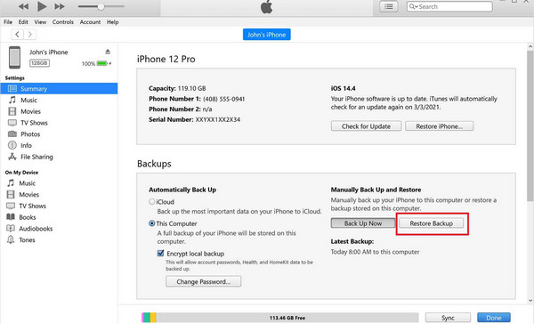 Restore Backup iTunes