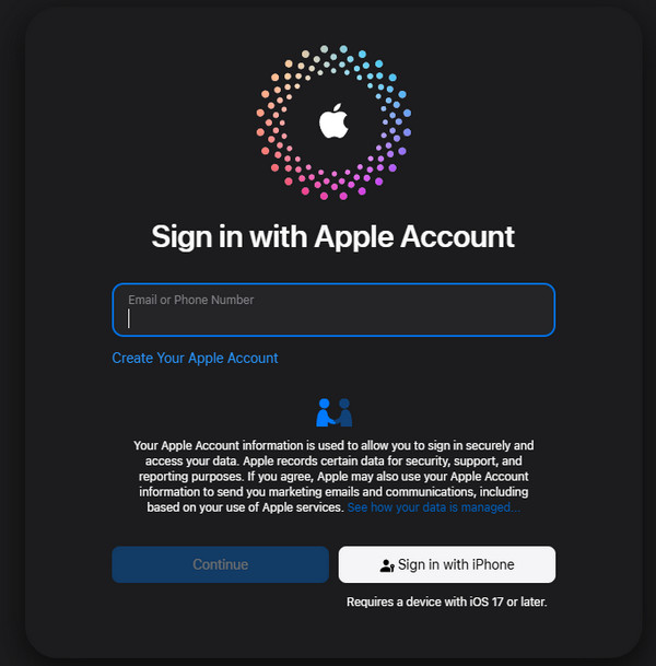 iCloud‑verkkosivuston kirjautuminen