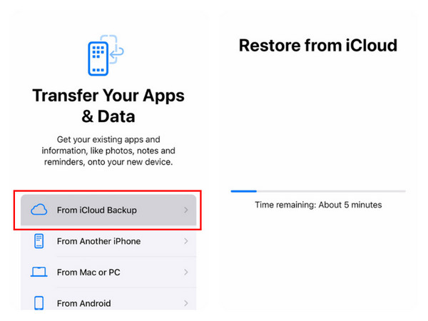แตะจากปุ่มสำรองข้อมูล iCloud