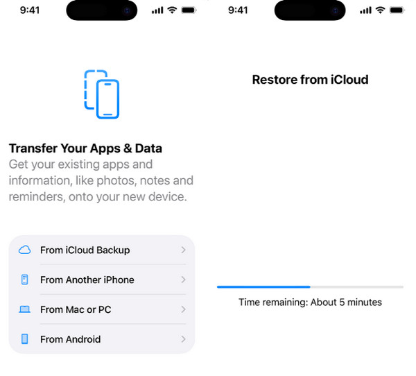 Klepněte na tlačítko Zálohování z iCloudu