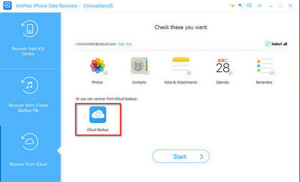 Click iCloud Backup Button