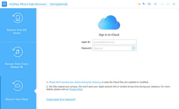 Click Recover From iCloud Button