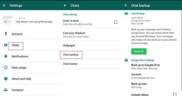 Резервное копирование чата Android