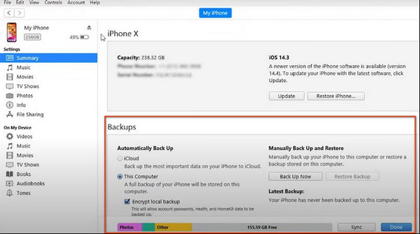 Click Restore Backup Button
