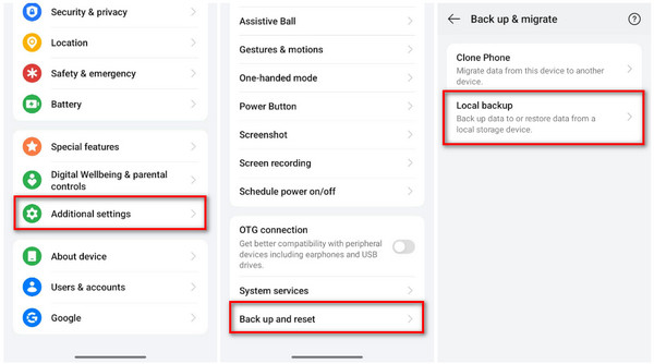 Tap Local Backup Button
