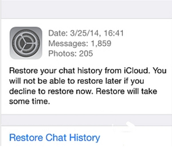 Toque el botón Restaurar historial de chat