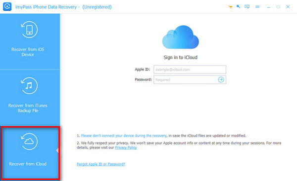 Klicken Sie auf die Schaltfläche „Aus iCloud wiederherstellen“
