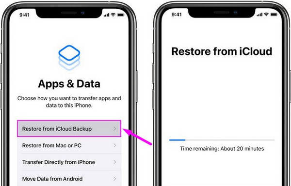 iCloud Yedeklemesinden Geri Yükle düğmesine dokunun