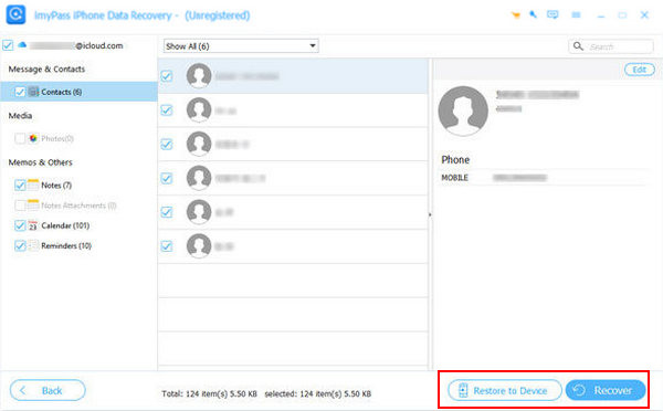 Palauta yhteystietojen tiedot