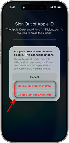Klepněte na Vymazat iPhone