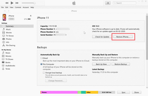 Pulihkan iPhone iTunes