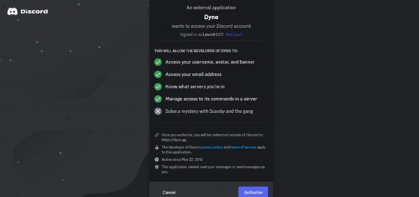 Authorize Discord