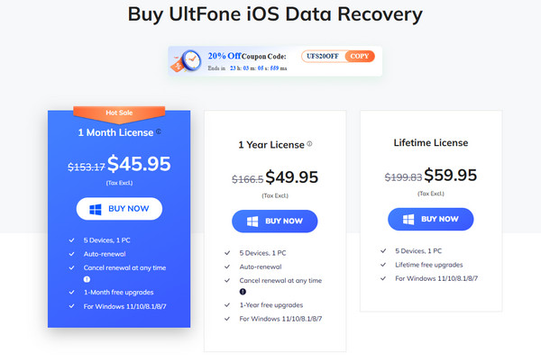 Cennik UltFone iOS Data Recovery