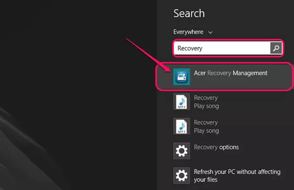 Gestion de la récupération Acer