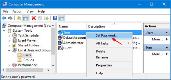 Chnage Windows 10 User Password