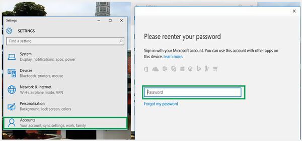 Enter Current Windows 10 Password