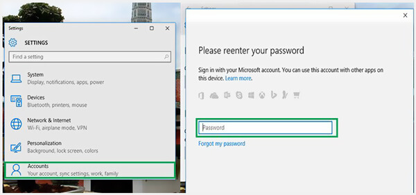 Inserisci la password di Windows 10 corrente