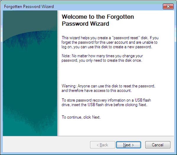 Forgotten password wizard