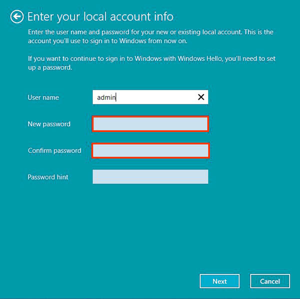 הסרת סיסמה Windows 10 Microsoft Switch Account