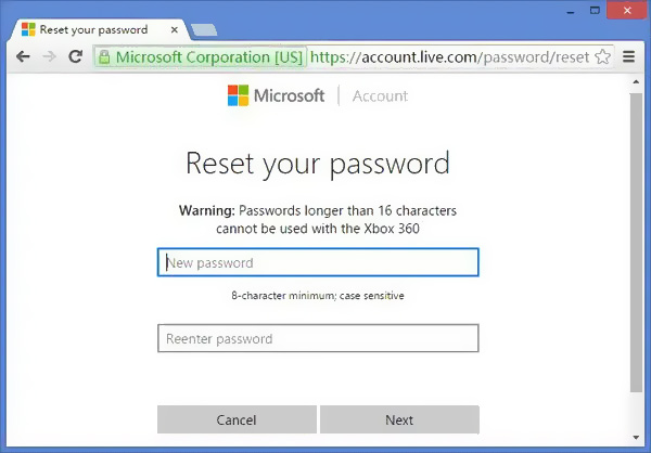 Reimposta la password dell'account di Windows 8