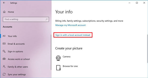 Sign in Microsoft Windows 10