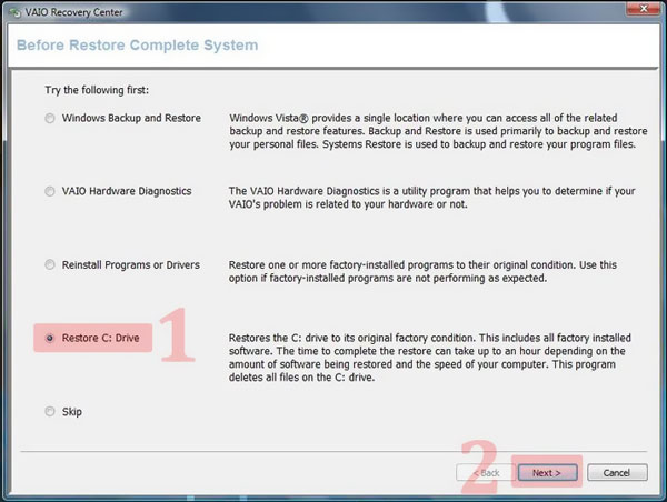 SONY VAIO Factory Reset Via Recovery