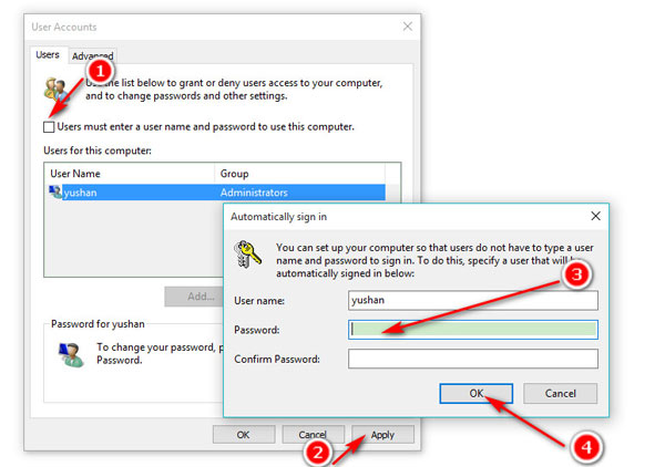 Turn Off Login Password in Windows 10